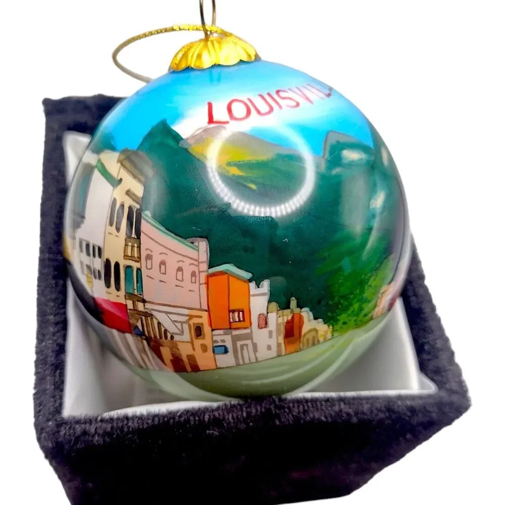 Vintage Louisville Reverse Painted Blown Glass Ball Ornament Art Studio Company - Picture 15 of 16